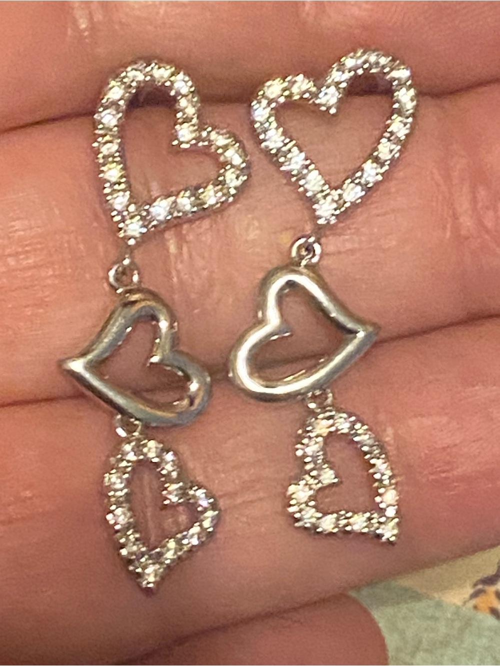 Athra Trading ATI Rhodium Plated Triple
Heart Drop Linear Dangle Earrings
